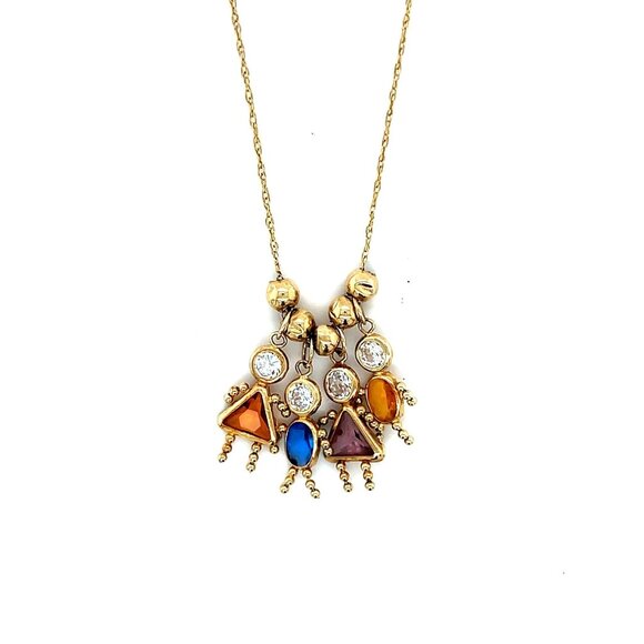 14k Gold Boys/Girls Gesmtones Pendants Necklace